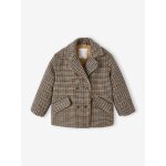 Manteau en lainage carreaux fille doubl sherpa carreaux beige