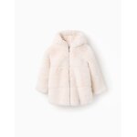 Manteau, long, peluche orange clair