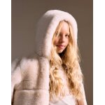 Manteau, long, peluche orange clair