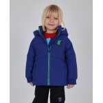 Manteau matelass� gar�on � capuche avec �cusson dinosaure bleu