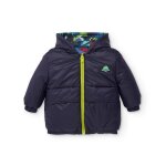 Manteau matelass pour garon avec capuche et dtails thme spatial noir