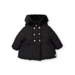 Manteau rembourr� pour fille avec capuche et doublure en peluche noir