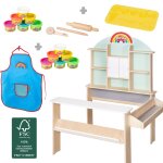 Marchande en bois + 12 pots de pte  modeler x play - doh + tablier et accessoires vert menthe - naturel ...