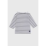Marini�re col bateau en coton beg - meil enfant blanc / navire