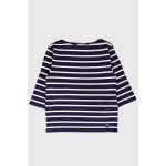 Marini�re col bateau en coton beg - meil enfant navire / blanc