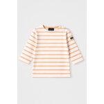 Marini�re en coton l�ger b�b� blanc / peach nectar
