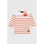 Marini�re en coton l�ger petit crabe b�b� blanc / tigerlily