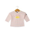 Mariniere manches longues 100% coton b�b� fille naturel / peche