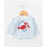 Mariniere manches longues 100% coton b�b� gar�on fond blanc casse raye bleu