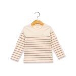 Mariniere manches longues 100% coton fille fond grege raye parme