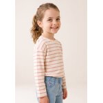 Mariniere manches longues 100% coton fille fond grege raye rose