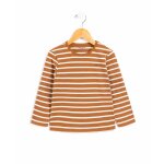 Mariniere manches longues 100% coton gar�on fond camel raye grege