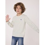 Mariniere manches longues 100% coton gar�on fond grege raye vert