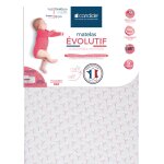 Matelas 70x140 cm pour lit b�b� �volutif selon l'�ge - d�houssable � 360� blanc