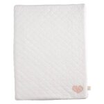 Matelas � langer en coton avec serviette - petit coeur beige / rose