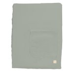 Matelas � langer avec sa housse en double gaze de coton et sa serviette - uni sauge vert