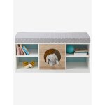 Meuble 2 en 1 rangement + banquette hublot blanc / bois