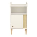 Meuble  langer avec dtail imitation bois textur et pieds bois - paloma blanc / marron