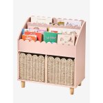 Meuble de rangement 2 cases + �tag�re - biblioth�que feston rose