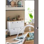 Meuble de rangement 5 bacs ligne ptilou blanc / bois