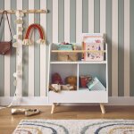 Meuble de rangement enfant, 1 �tag�re et 2 espaces de rangement blanc