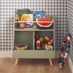 Meuble de rangement enfant, 1 �tag�re et 2 espaces de rangement vert