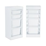 Meuble de rangement enfant 4 bacs de rangement, 41, 5 x 30 x 89cm (lot de 2) blanc
