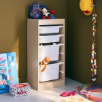 Meuble de rangement enfant 4 bacs de rangement naturel