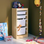 Meuble de rangement enfant 4 bacs de rangement sora naturel