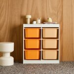 Meuble de rangement enfant 6 bacs de rangement color�s en plastique - sora orange