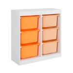 Meuble de rangement enfant 6 bacs de rangement color�s en plastique - sora orange