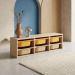 Meuble de rangement pour enfant, 6 bacs en plastique color�s - sora moutarde