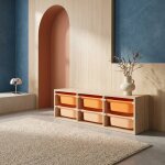 Meuble de rangement pour enfant, 6 bacs en plastique color�s - sora orange