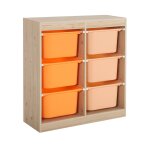 Meuble de rangement enfant 6 bacs de rangement en plastique color�s - sora orange