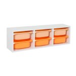 Meuble de rangement pour enfant, 6 bacs en plastique color�s - sora orange