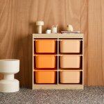 Meuble de rangement enfant 6 bacs de rangement en plastique color�s - sora orange