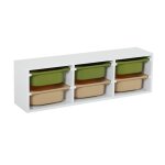 Meuble de rangement pour enfant, 6 bacs en plastique color�s - sora vert olive
