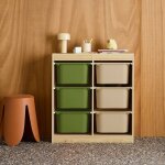 Meuble de rangement enfant 6 bacs de rangement en plastique color�s - sora vert olive