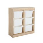 Meuble de rangement enfant 6 bacs de rangement en plastique naturel
