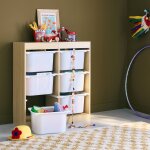 Meuble de rangement enfant 6 bacs de rangement sora naturel