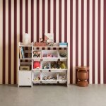 Meuble de rangement enfant 9 bacs de rangement, 4 �tag�res, 1 porte blanc