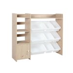 Meuble de rangement enfant 9 bacs de rangement, 4 �tag�res, 1 porte naturel