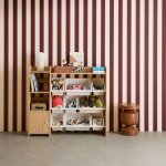 Meuble de rangement enfant 9 bacs de rangement, 4 �tag�res, 1 porte naturel