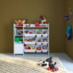 Meuble de rangement enfant 9 bacs de rangement 4 tagres 1 porte sora blanc