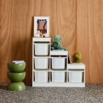 Meuble de rangement enfant escalier 6 bacs de rangement d�cor bois - sora blanc