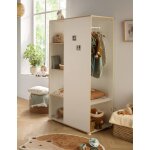 Meuble de rangement avec �tag�res et penderie en bois et chant bois - first blanc