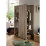 Meuble de rangement avec �tag�res et penderie en d�cor bois - up gris