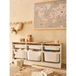 Meuble de rangement horizontal avec bac plastique blanc