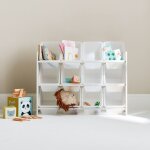 Meuble de rangement jouet avec 12 casiers, tobias, l 84 x p 29, 5 x h 60cm blanc