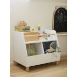 Meuble de rangement mixte �tag�re + bacs ligne ptilou blanc / bois